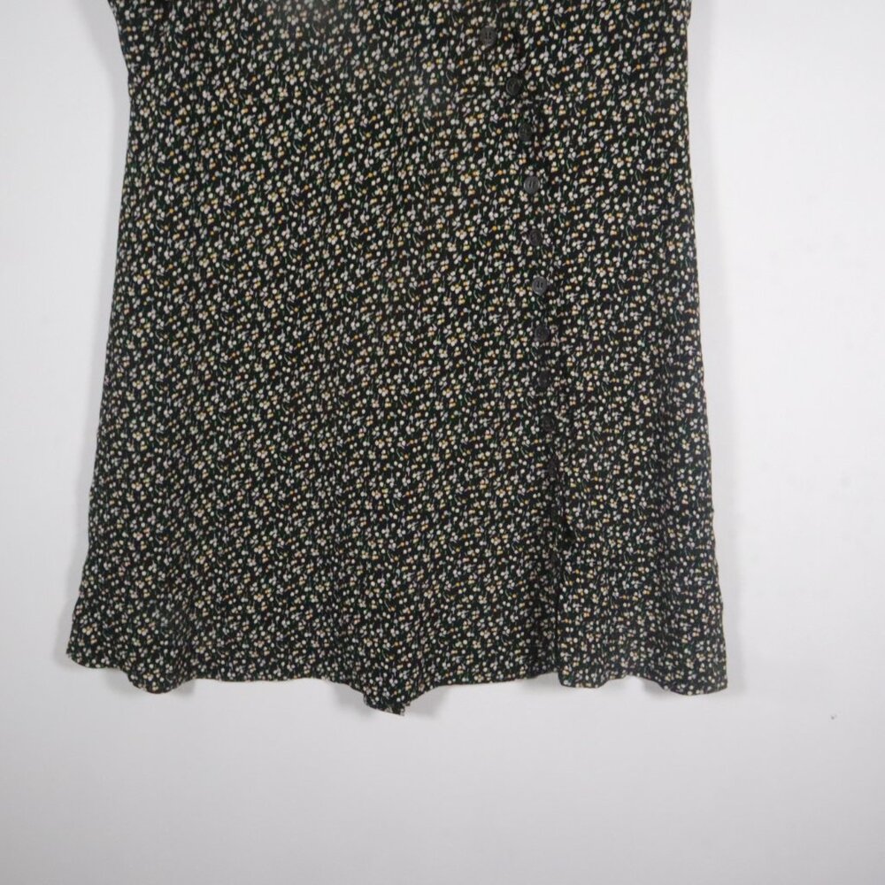 Madewell Women Button-Wrap Dress in Playground Posies Dress Size L Black Floral - Picture 3 of 16